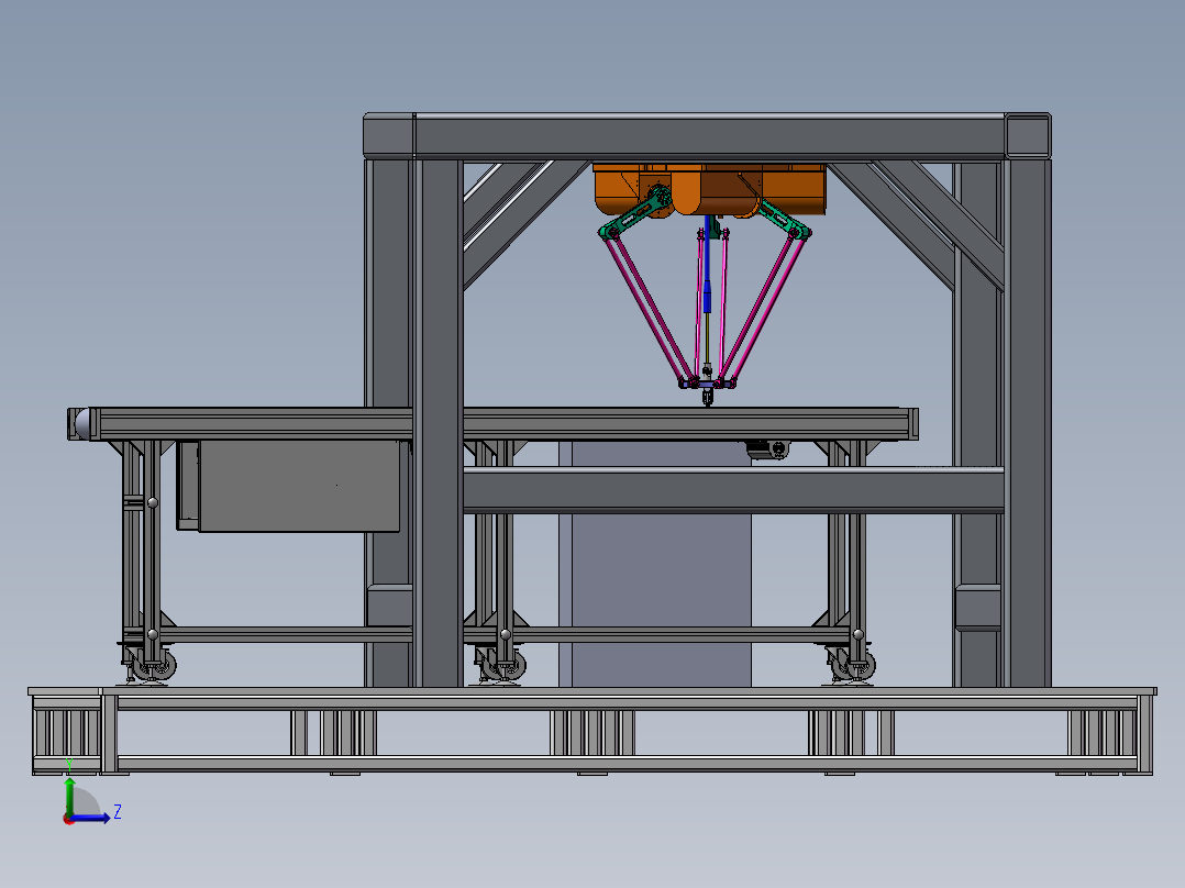 并联机器人分拣工作站3D模型左视图