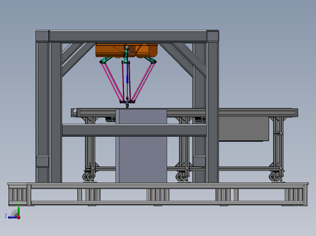 并联机器人分拣工作站3D模型右视图