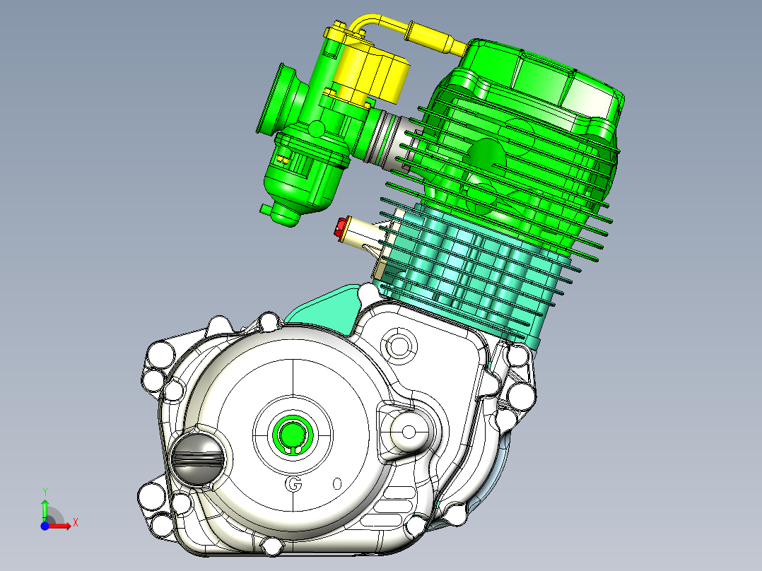 雅马哈摩托车发动机模型图前视图