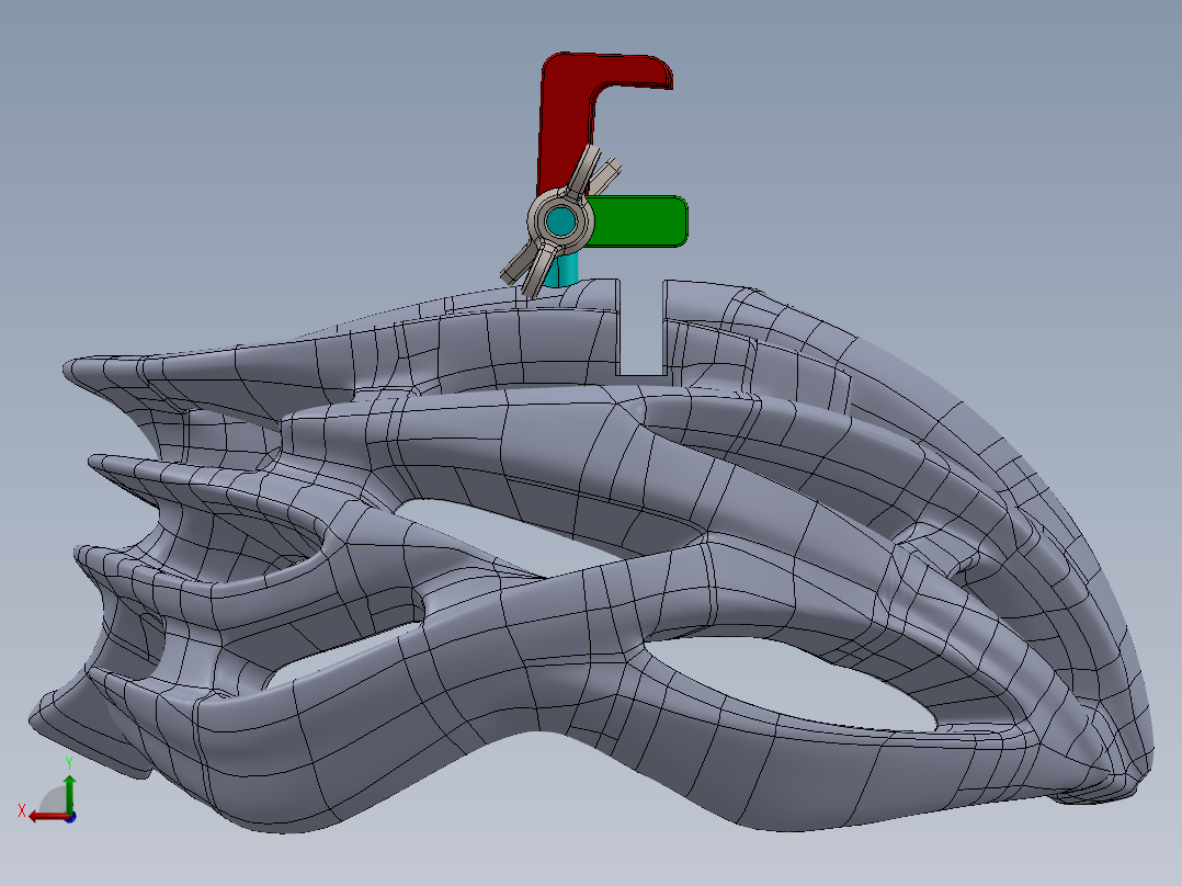 带手机支座的头盔后视图