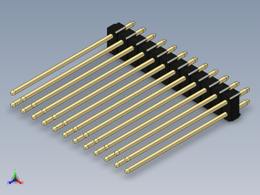 彩色公头100mil（2.54mm）系列-DS1021_black_2x12p_100mil_Type43_rev1.0正等轴测缩略图