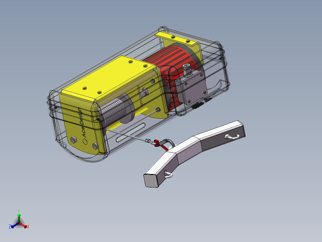 便携式绞盘机牵引越障工艺及装置设计正等轴测图