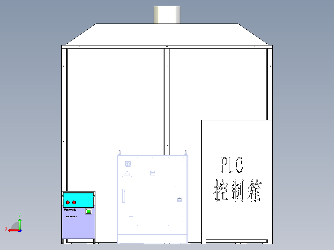 轮胎模具清洗机设计三维模型设计后视图