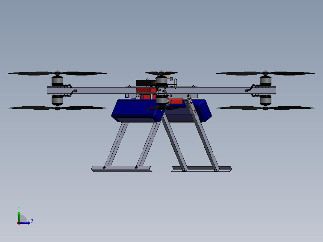 四轴八旋翼无人机左视图