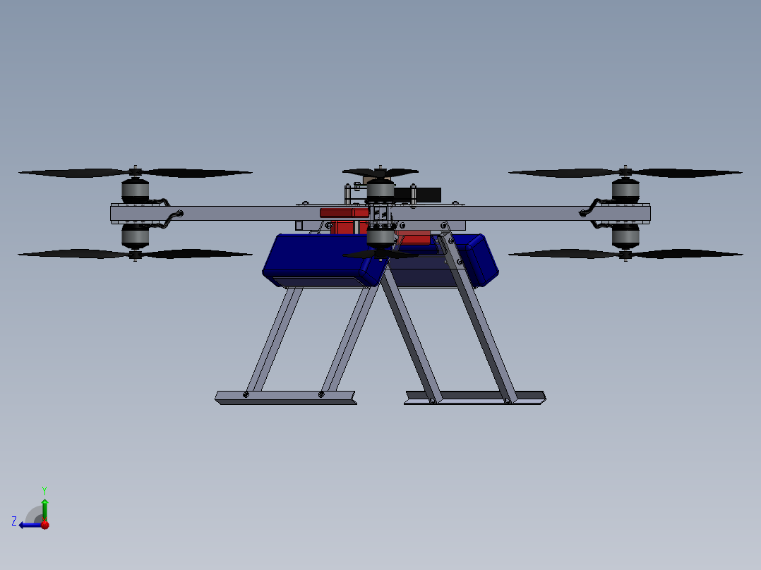 四轴八旋翼无人机右视图