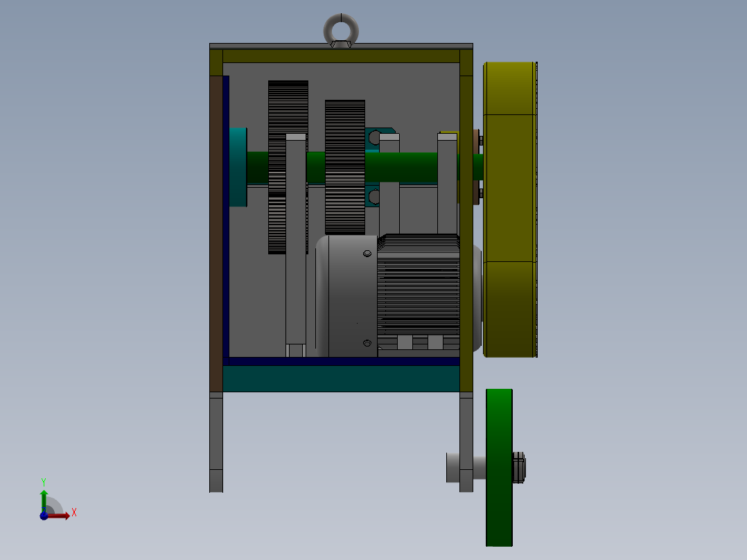 Q105-卧式钢筋切断机的设计 【三维SolidWorks】前视图