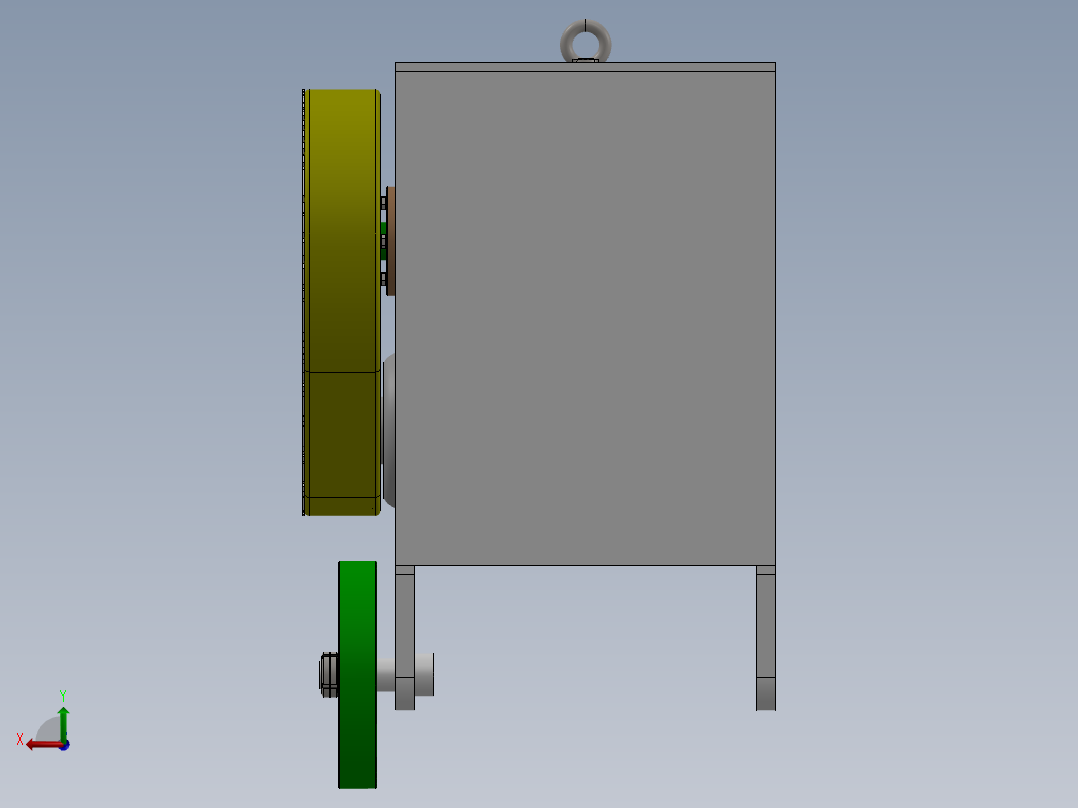 Q105-卧式钢筋切断机的设计 【三维SolidWorks】后视图