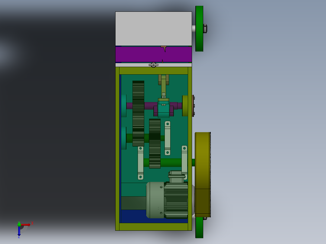 Q105-卧式钢筋切断机的设计 【三维SolidWorks】俯视图