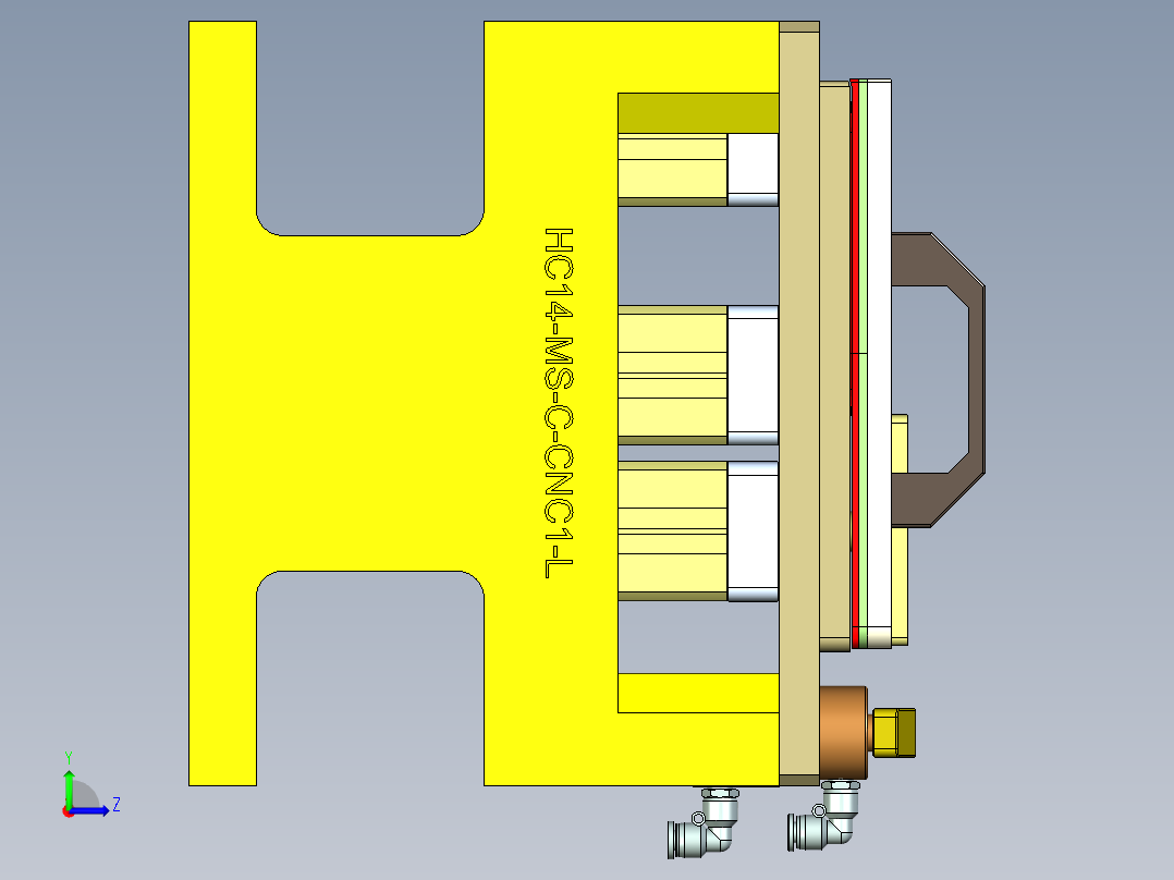 HC14-C笔记本CNC工装夹具三维模型-MS-CNC1左视图