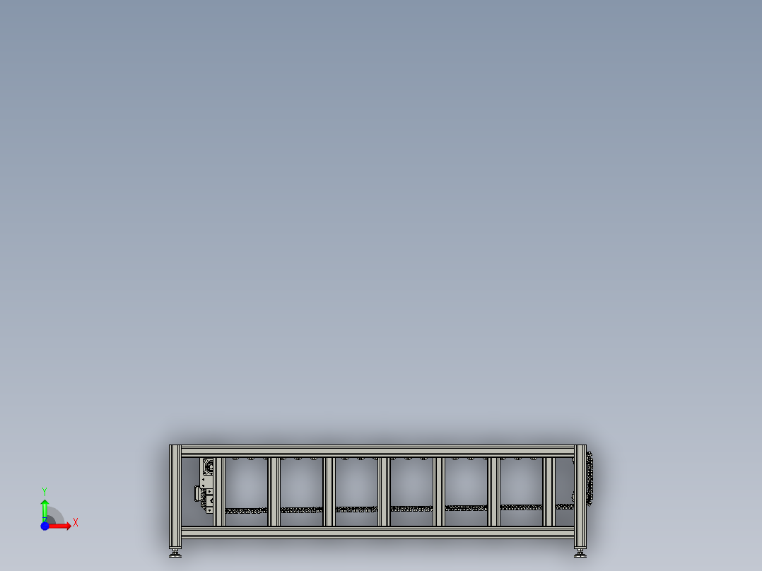 加工与运输的辊筒线前视图