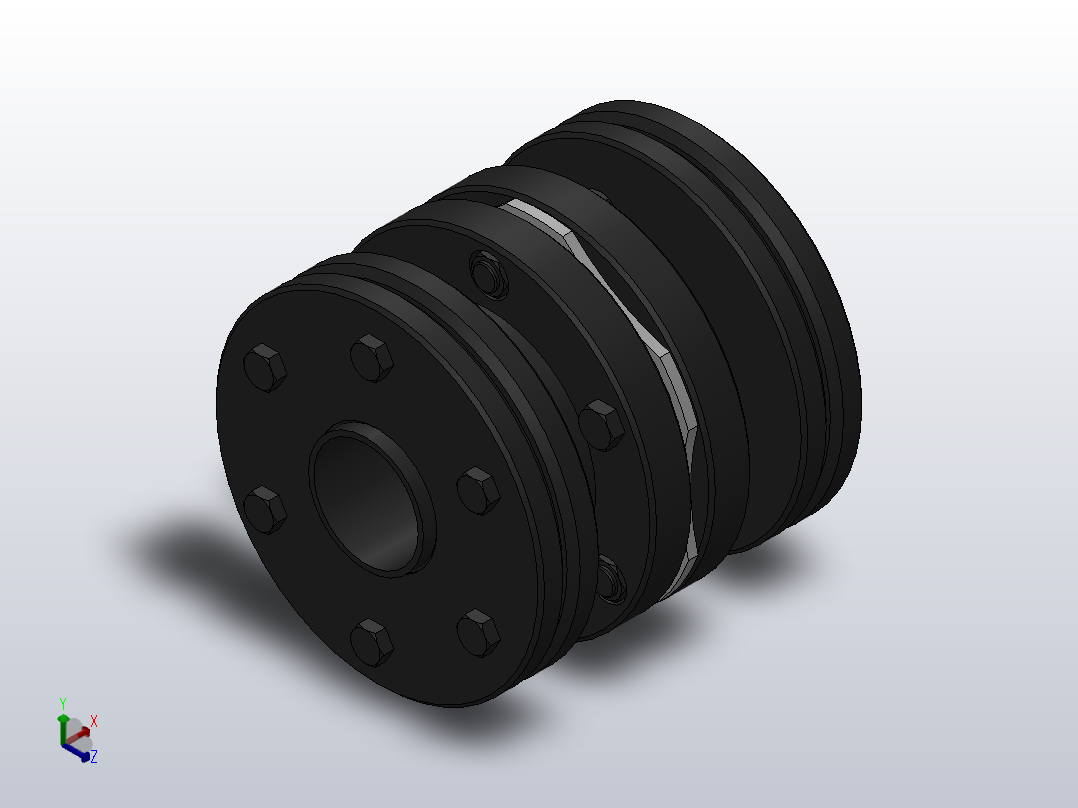 DJM-Y-P型锁紧盘式单型弹性膜片联轴器／SJM-Y-P型锁紧盘式双型弹性膜片联轴器_DJM-23-Y-P-210／Y-P-210-356正等轴测图