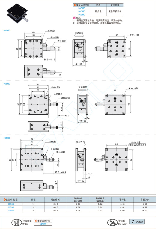 交叉滚柱型Z轴滑台-水平安装@DGZH60 DGZH80 DGZH90缩略图