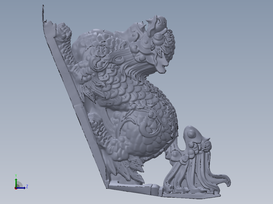 雕像+龙+3d左视图