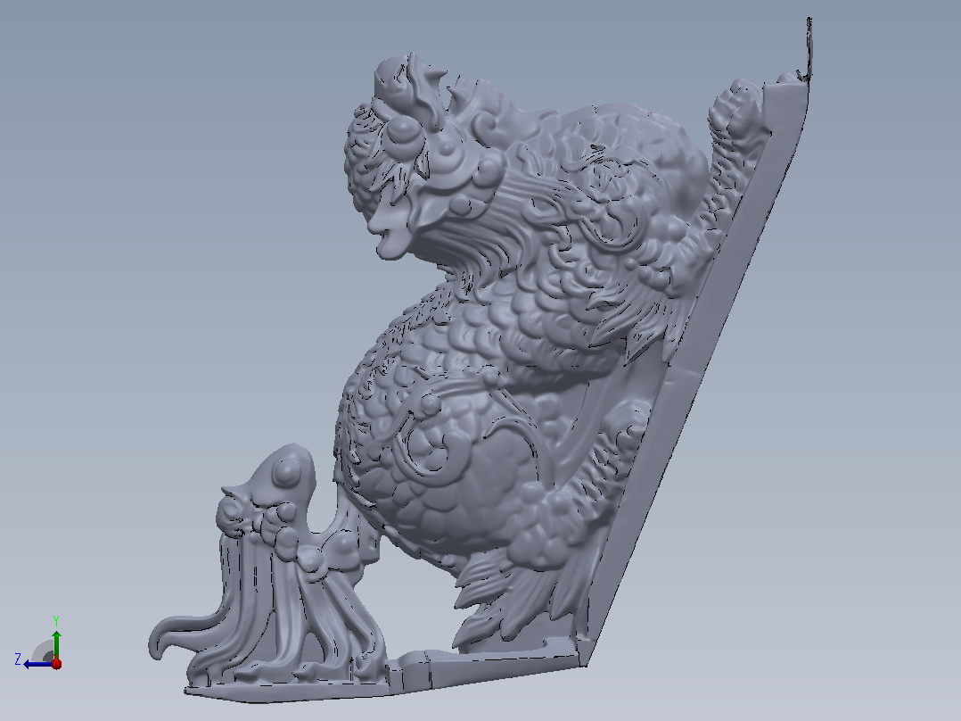 雕像+龙+3d右视图