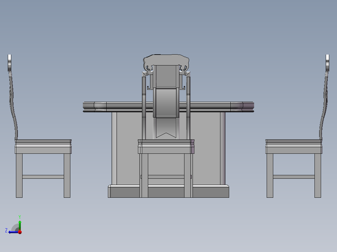 会议桌椅右视图