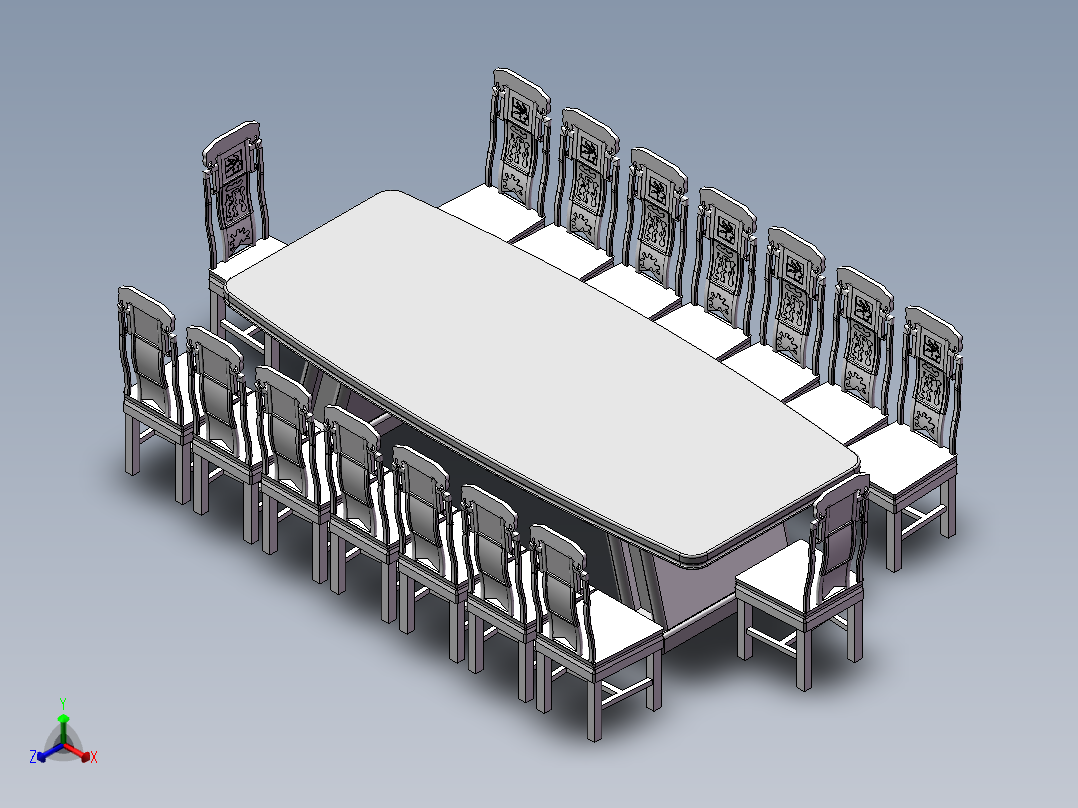 会议桌椅正等轴测图