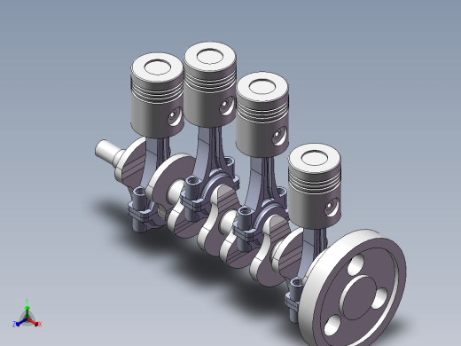 3款发动机四缸曲轴3d图纸 平面v型