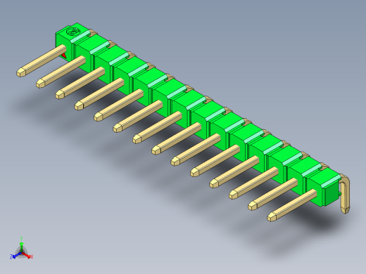 彩色公排针 100mil 2.54mm 系列-DS1022_green_1x14p_100mil_TypeD_rev1.0