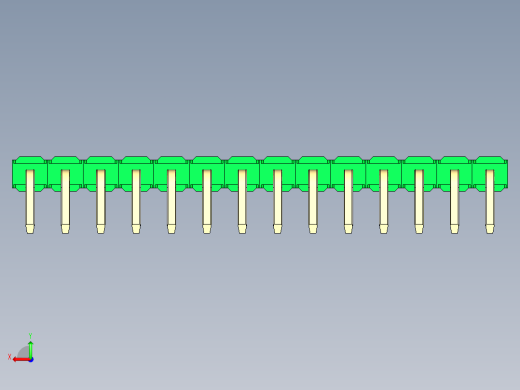 彩色公排针 100mil 2.54mm 系列-DS1022_green_1x14p_100mil_TypeD_rev1.0后视缩略图