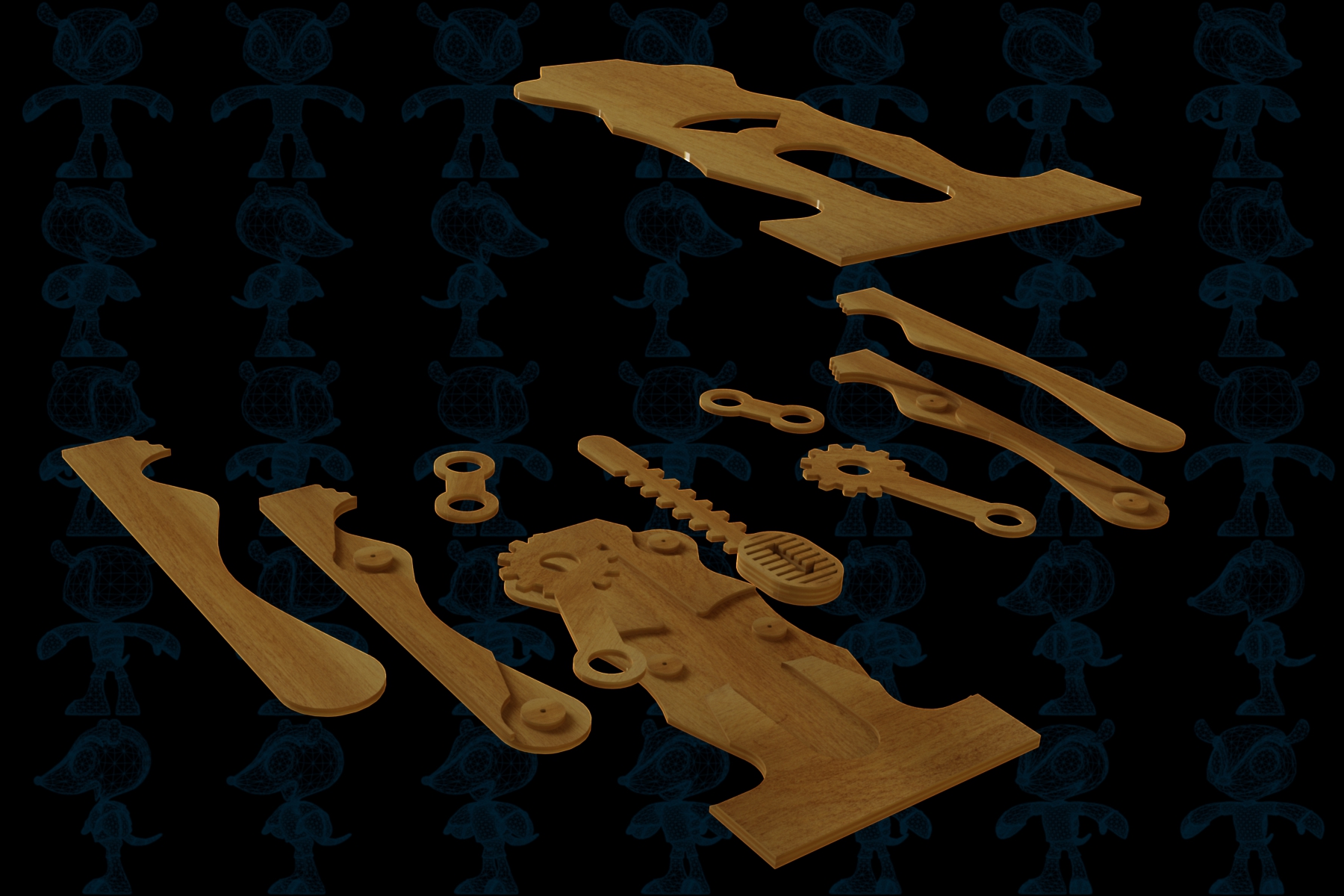 激光下料拼图卡片夹Parasolid, SOLIDWORKS 2015, STEP _ IGES