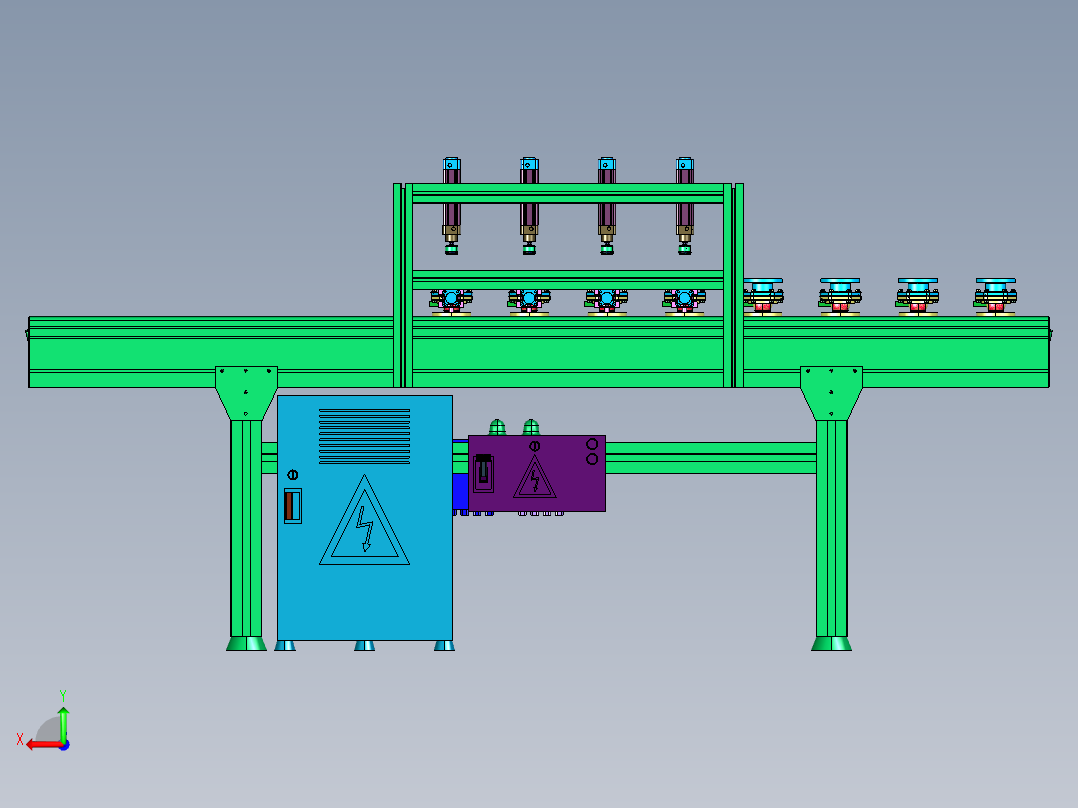 阀体夹持定位输送线后视图