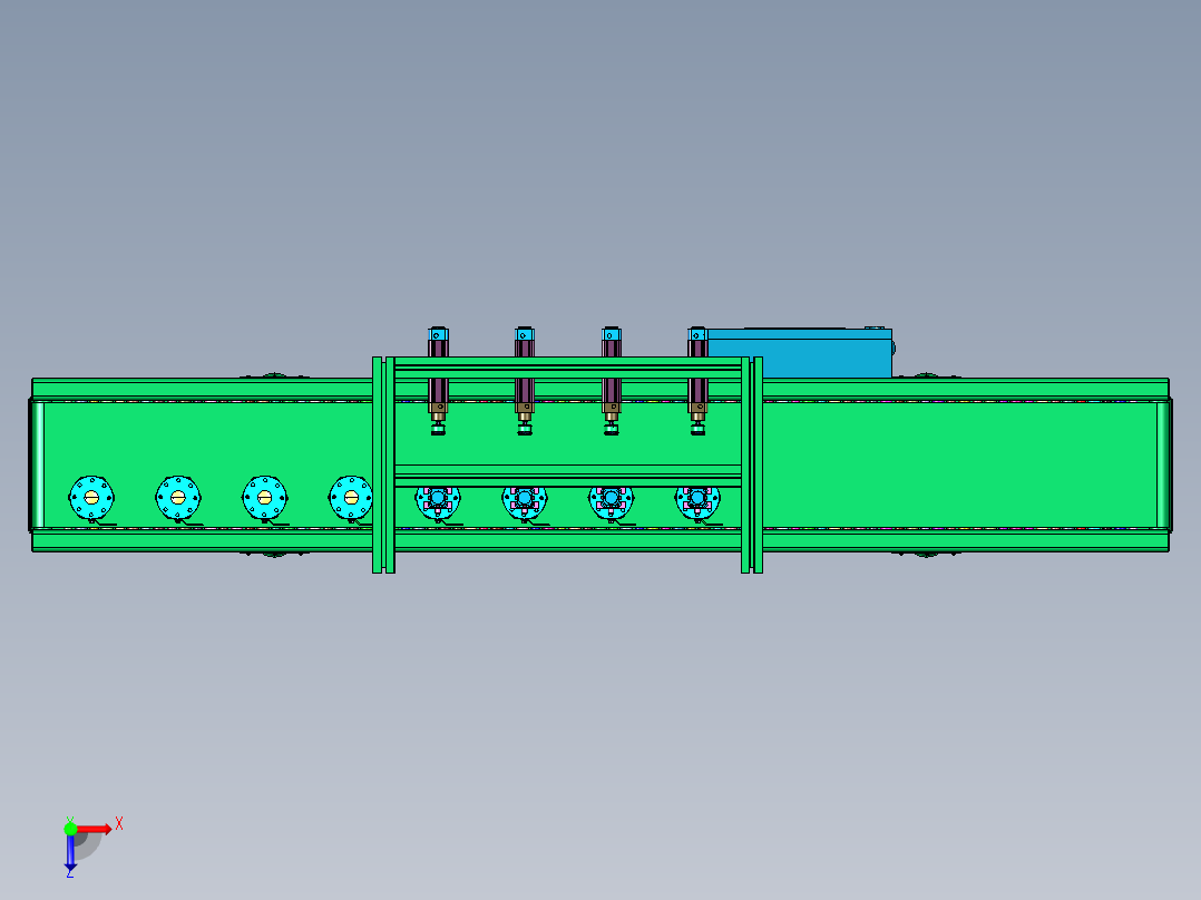 阀体夹持定位输送线俯视图