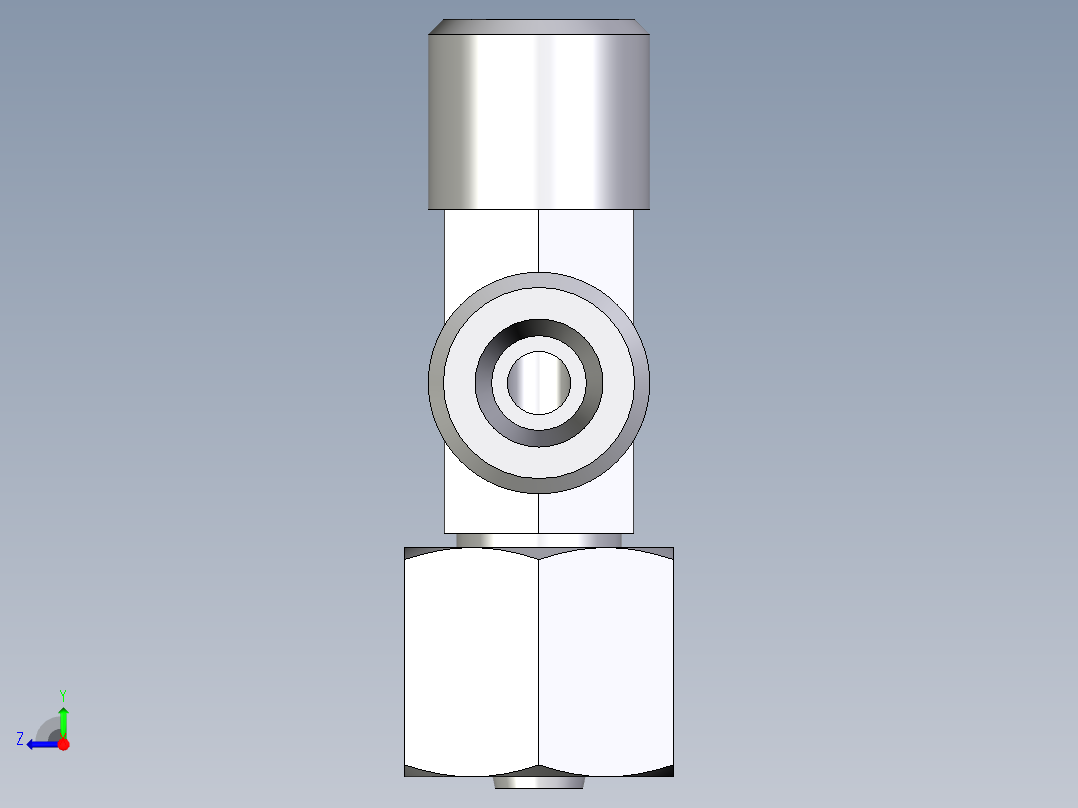 卡套式工业通用硬管接头EO_Swivel_nut_run_tee_EL06SOMD71右视图