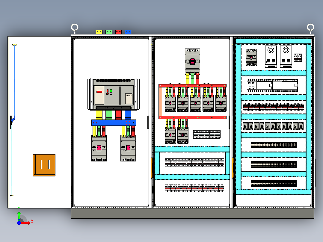 三柜组装万能断路器630A正装plc控制柜（无延时） 55306前视图