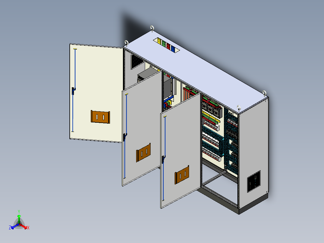 三柜组装万能断路器630A正装plc控制柜（无延时） 55306正等轴测图