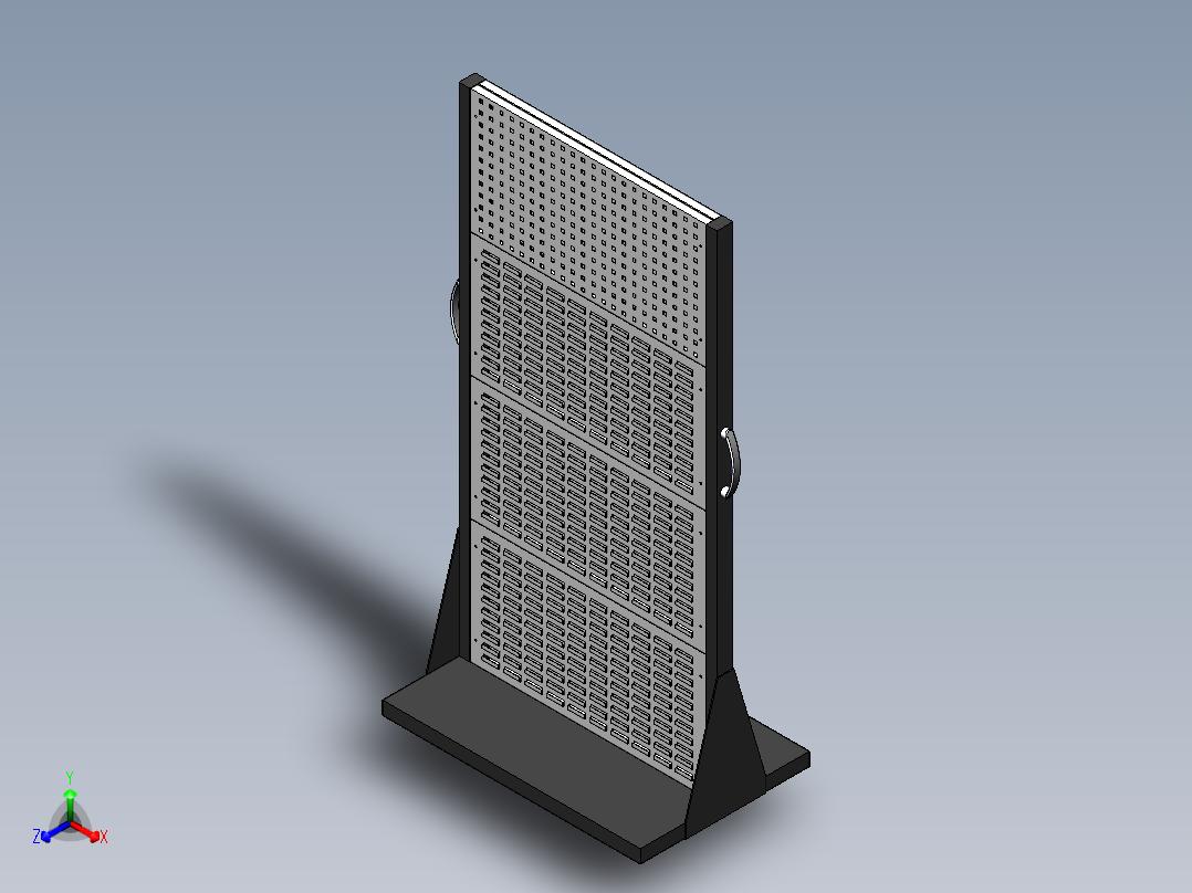 货架、双面物料整理架正等轴测图