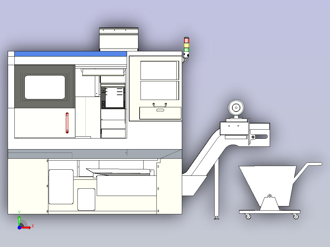 数控机床含排屑机3D模型前视图