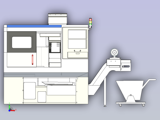 数控机床含排屑机3D模型前视缩略图