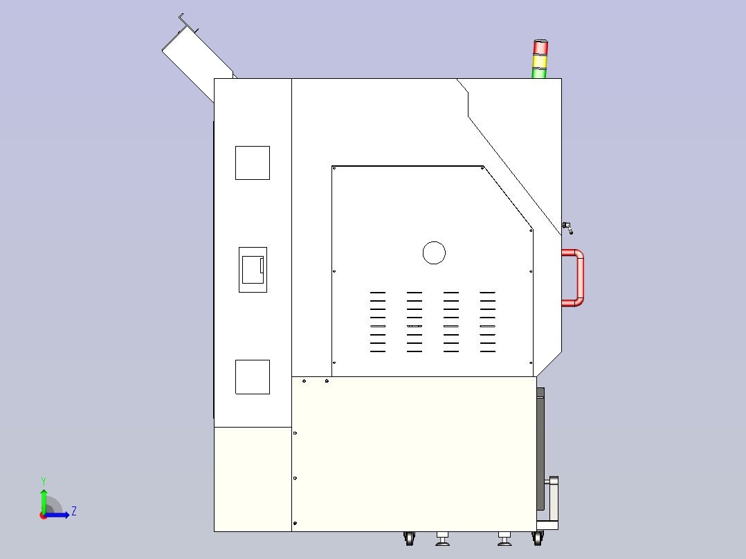 数控机床含排屑机3D模型左视图