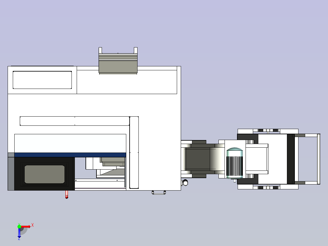 数控机床含排屑机3D模型俯视图