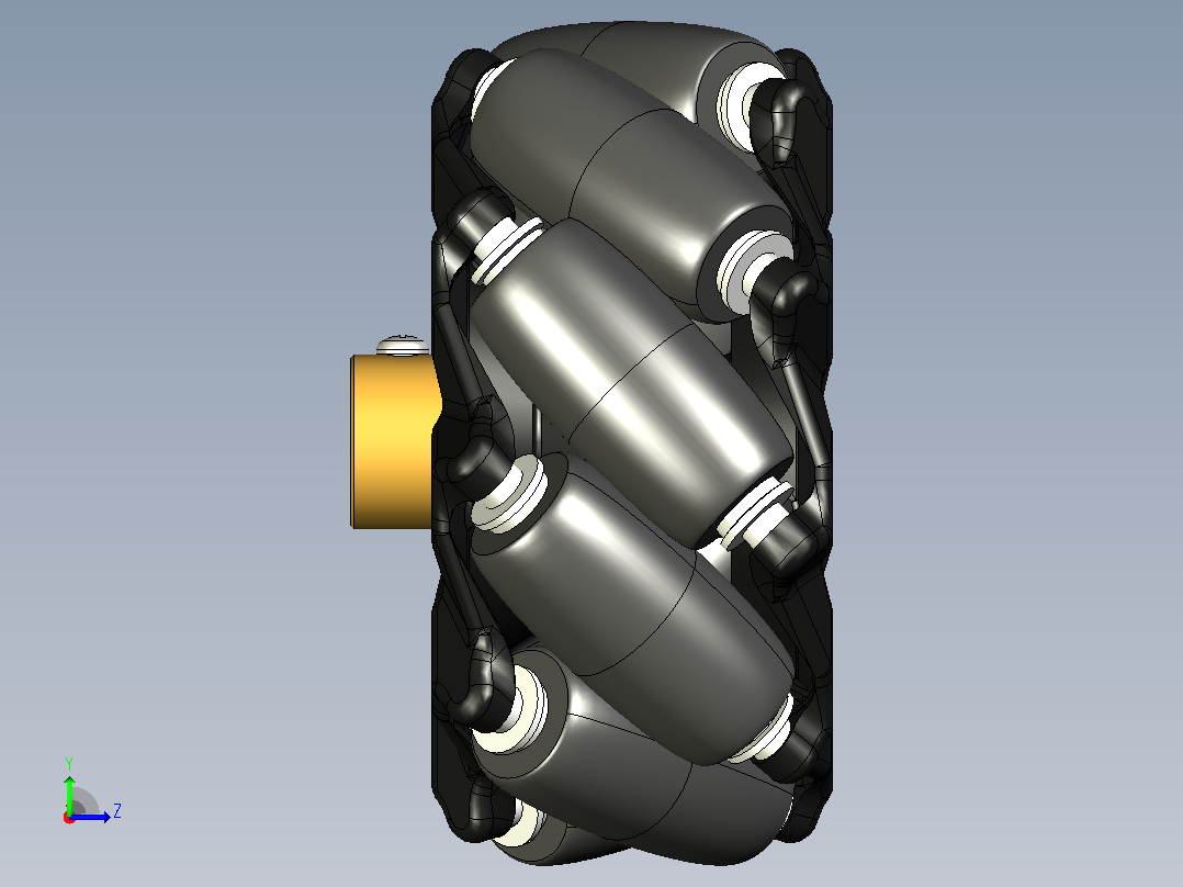 麦克纳姆轮3D数模图纸 Solidworks设计左视图