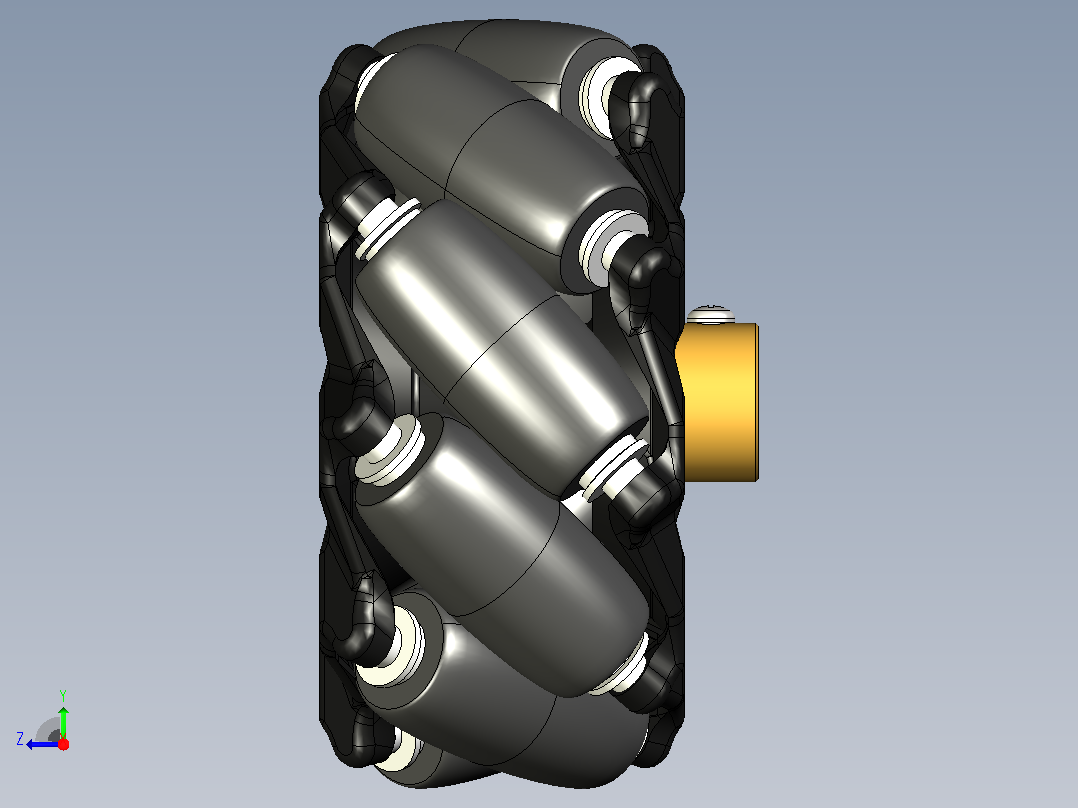 麦克纳姆轮3D数模图纸 Solidworks设计右视图