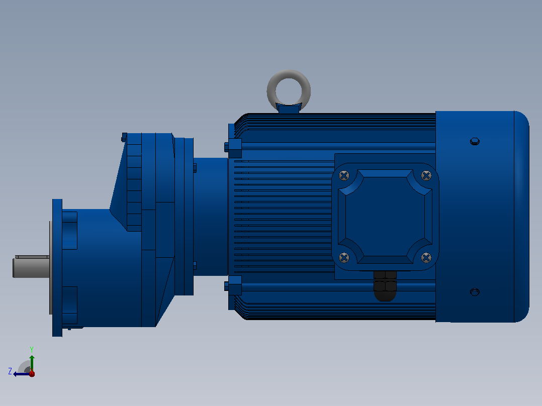 RXF57法兰轴伸式安装斜齿轮减速机RX57-Y2.2-4P-100-M1-0°-Φ140右视图