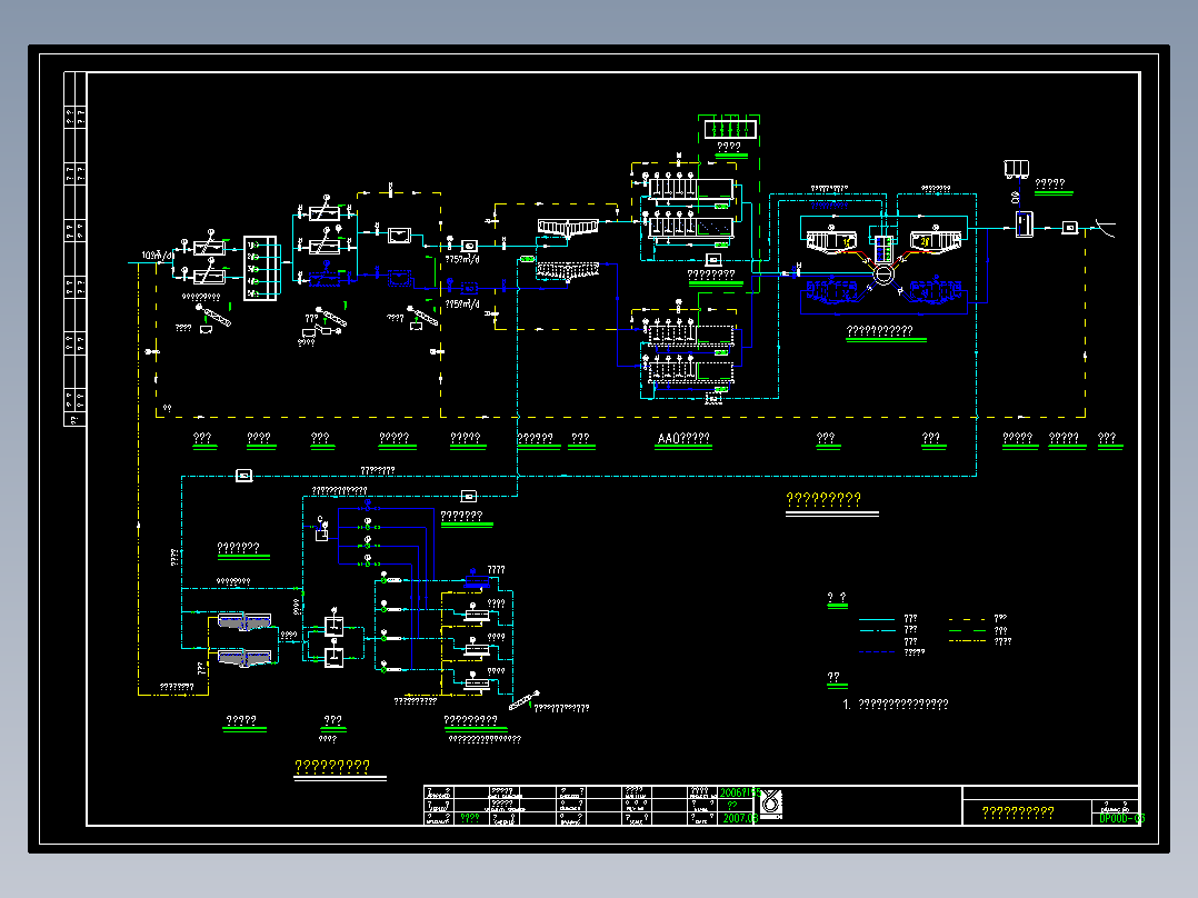 污水处理厂污水处理厂工艺流程图AAO活性污泥处理法CAD图纸