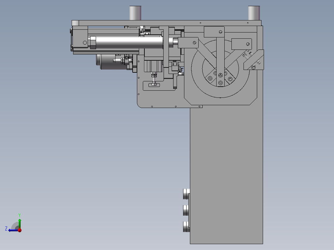 汽车零件折弯机构右视图