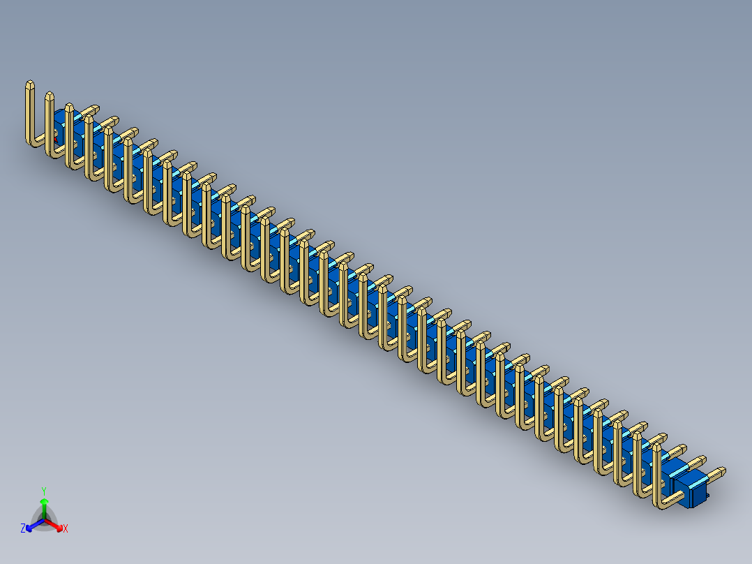 彩色公排针 100mil 2.54mm 系列-DS1022_blue_33p_100mil_TypeU_rev1.0主视图