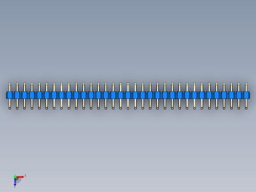 彩色公排针 100mil 2.54mm 系列-DS1022_blue_33p_100mil_TypeU_rev1.0俯视缩略图