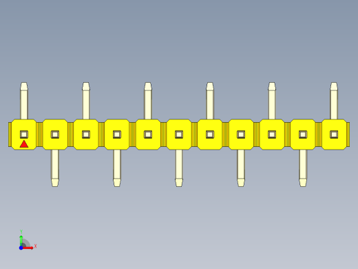 彩色公排针 100mil 2.54mm 系列-DS1022_yellow_11p_100mil_Type_SMT_R1_rev1.0前视缩略图