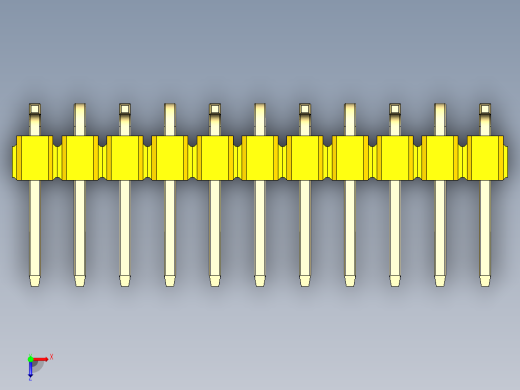 彩色公排针 100mil 2.54mm 系列-DS1022_yellow_11p_100mil_Type_SMT_R1_rev1.0俯视缩略图