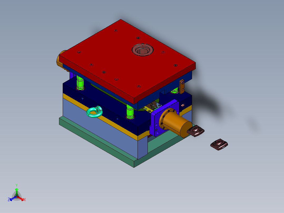 试剂盒塑胶注塑模具正等轴测图