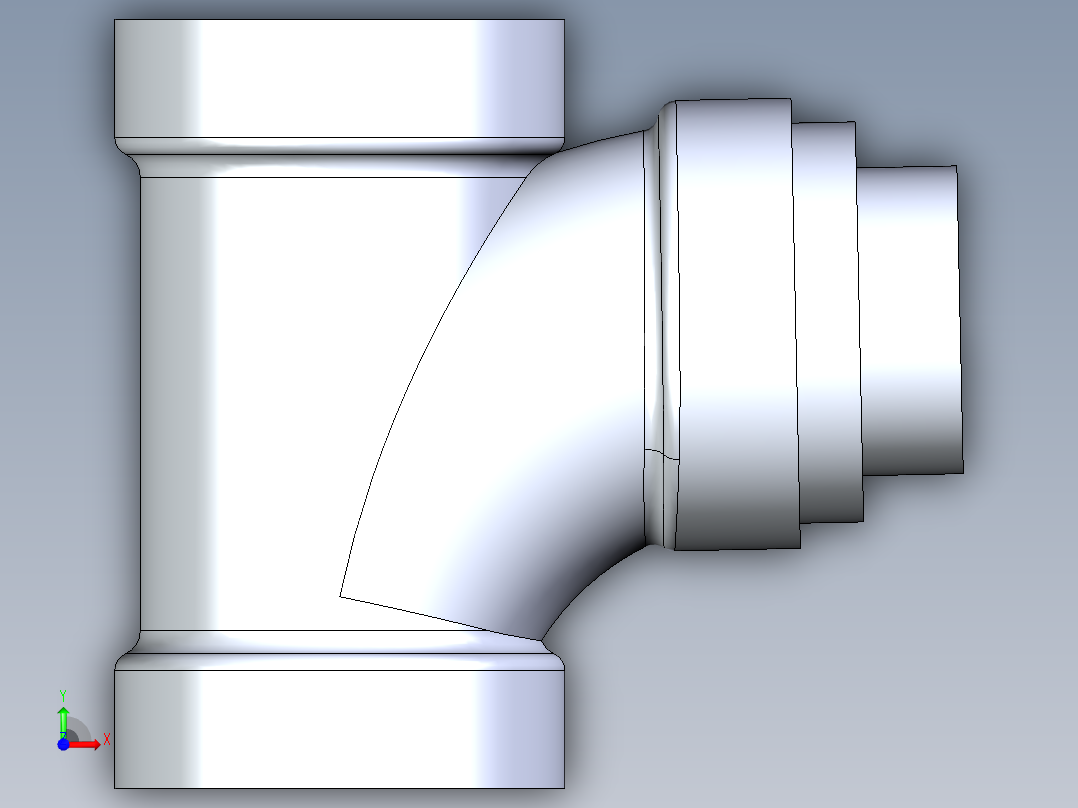 船舶管路系统S14_SeaDrainPLUS_SanitaryReducingTee-SxSxS_37E261531_3x2in Sea Drain Plus - Sanitary Reducing Tee - SxS前视图
