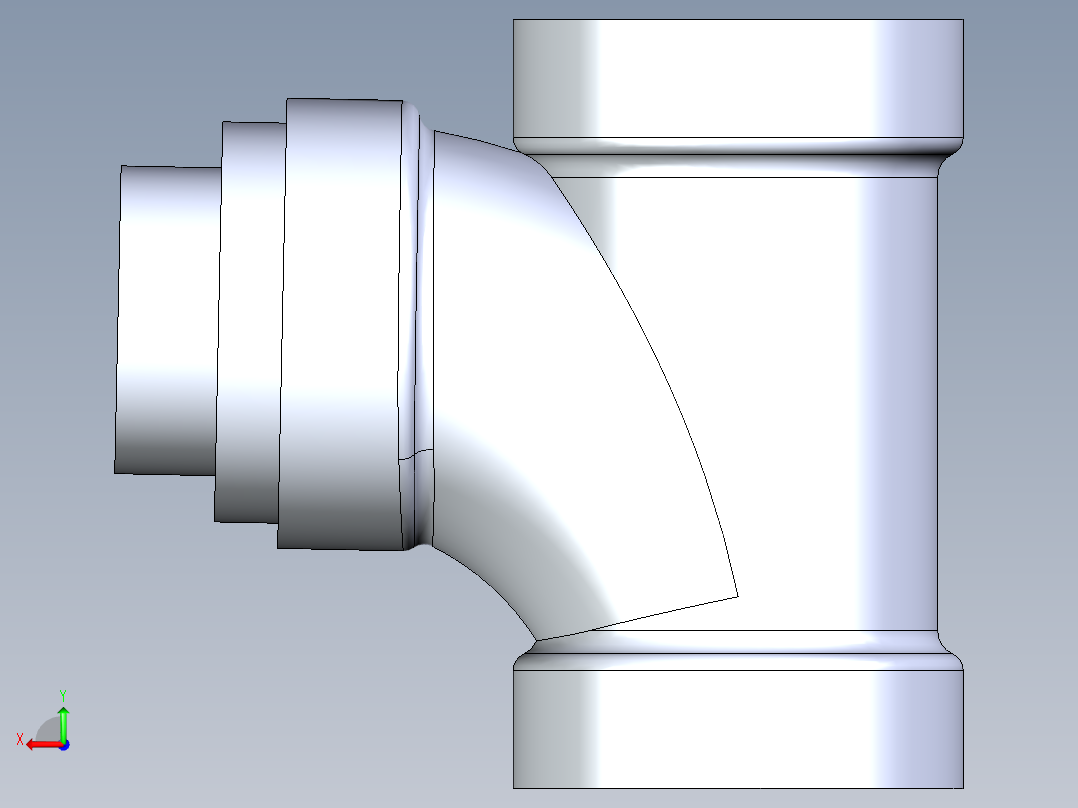 船舶管路系统S14_SeaDrainPLUS_SanitaryReducingTee-SxSxS_37E261531_3x2in Sea Drain Plus - Sanitary Reducing Tee - SxS后视图