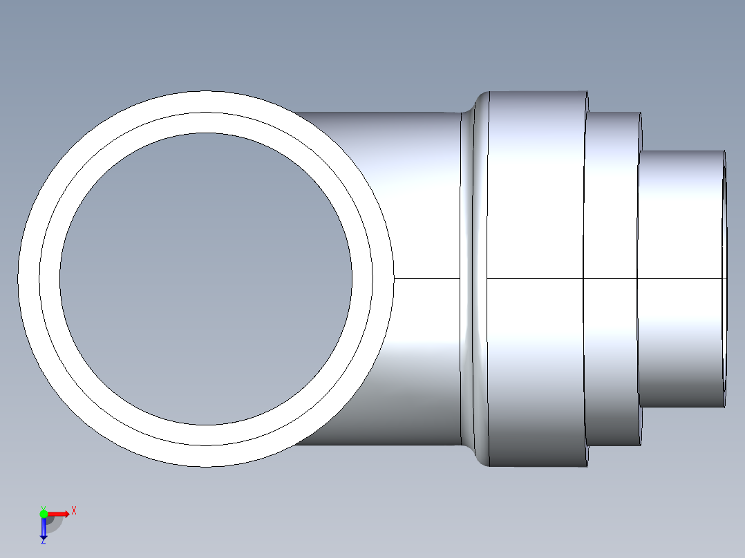 船舶管路系统S14_SeaDrainPLUS_SanitaryReducingTee-SxSxS_37E261531_3x2in Sea Drain Plus - Sanitary Reducing Tee - SxS俯视图