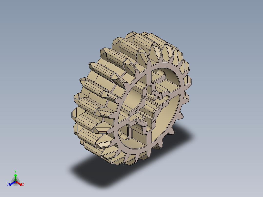 32269 Tan Technic Gear 20 Tooth Double Bevel.SLDPRT主视图