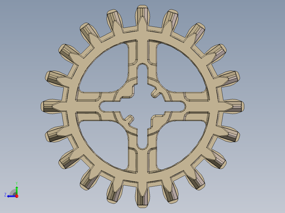 32269 Tan Technic Gear 20 Tooth Double Bevel.SLDPRT右视图