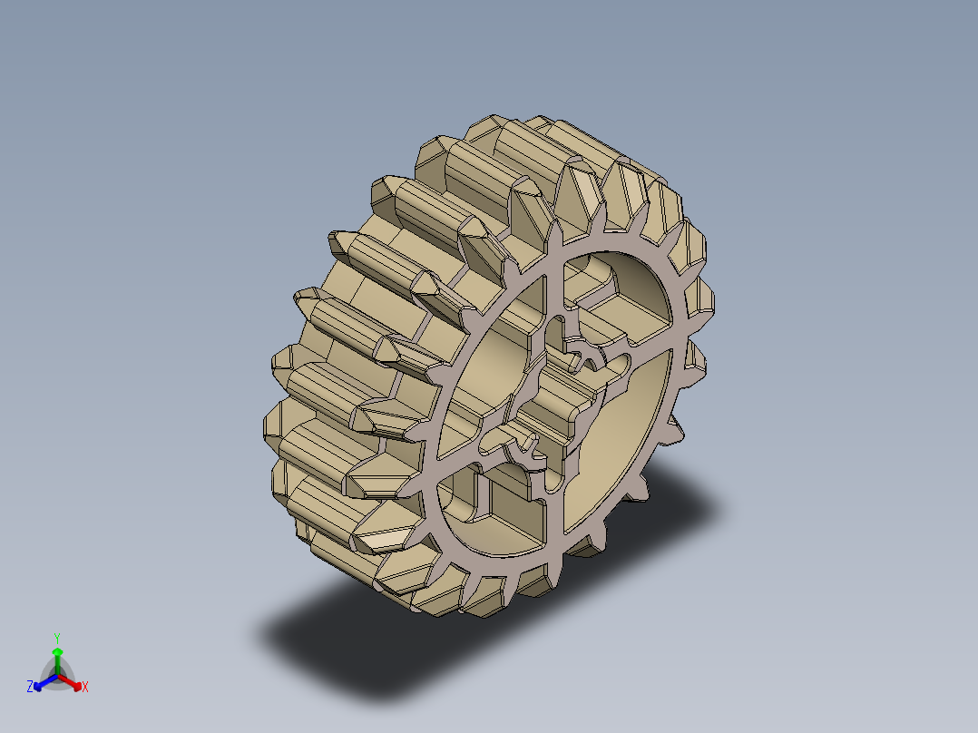 32269 Tan Technic Gear 20 Tooth Double Bevel.SLDPRT正等轴测图